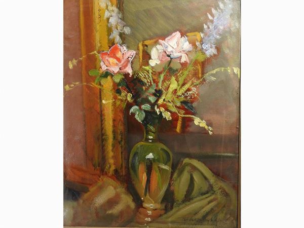 Valentino Ghiglia : Still Life with Flowers  ((1903-1960))  - Auction The Riz Ortolani and Katyna Ranieri collection: Contemporary Art and Old Master Painting - I - I - Maison Bibelot - Casa d'Aste Firenze - Milano
