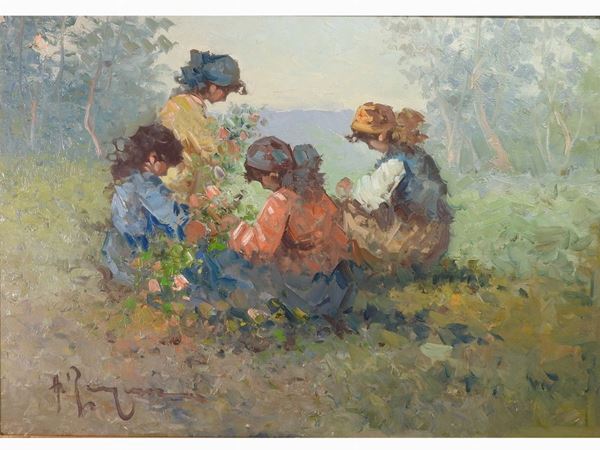 Antonio Pecoraro - Country Landscape with Girls