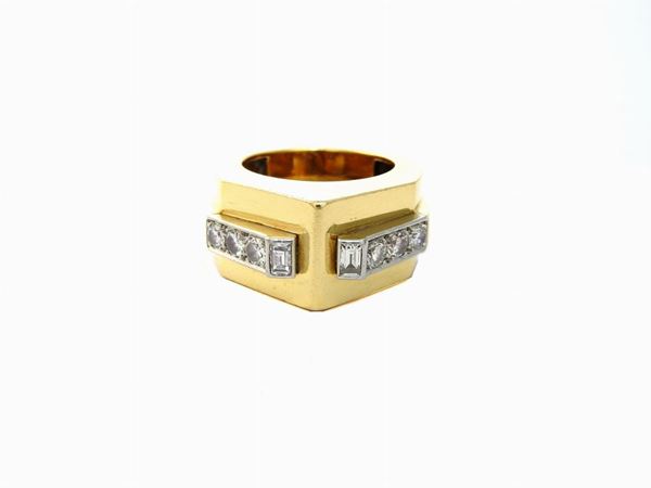 Platinum and yellow gold Chaumet ring with diamonds