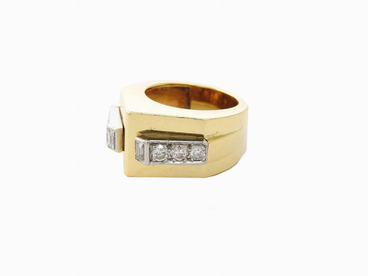 Anello Chaumet in Oro Giallo e Platino con Diamanti