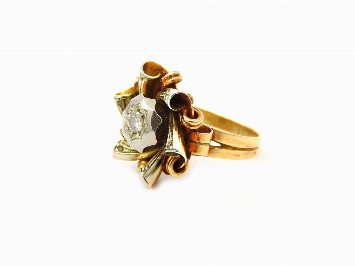 Anello Ceva in Oro Giallo e Bianco con Diamanti