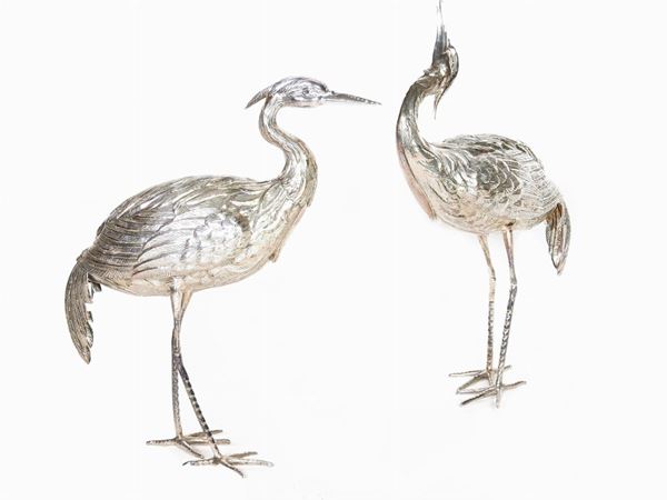 Two Silver Herons  - Auction The Riz Ortolani and Katyna Ranieri collection / Forniture and Art objects  - II - II - Maison Bibelot - Casa d'Aste Firenze - Milano