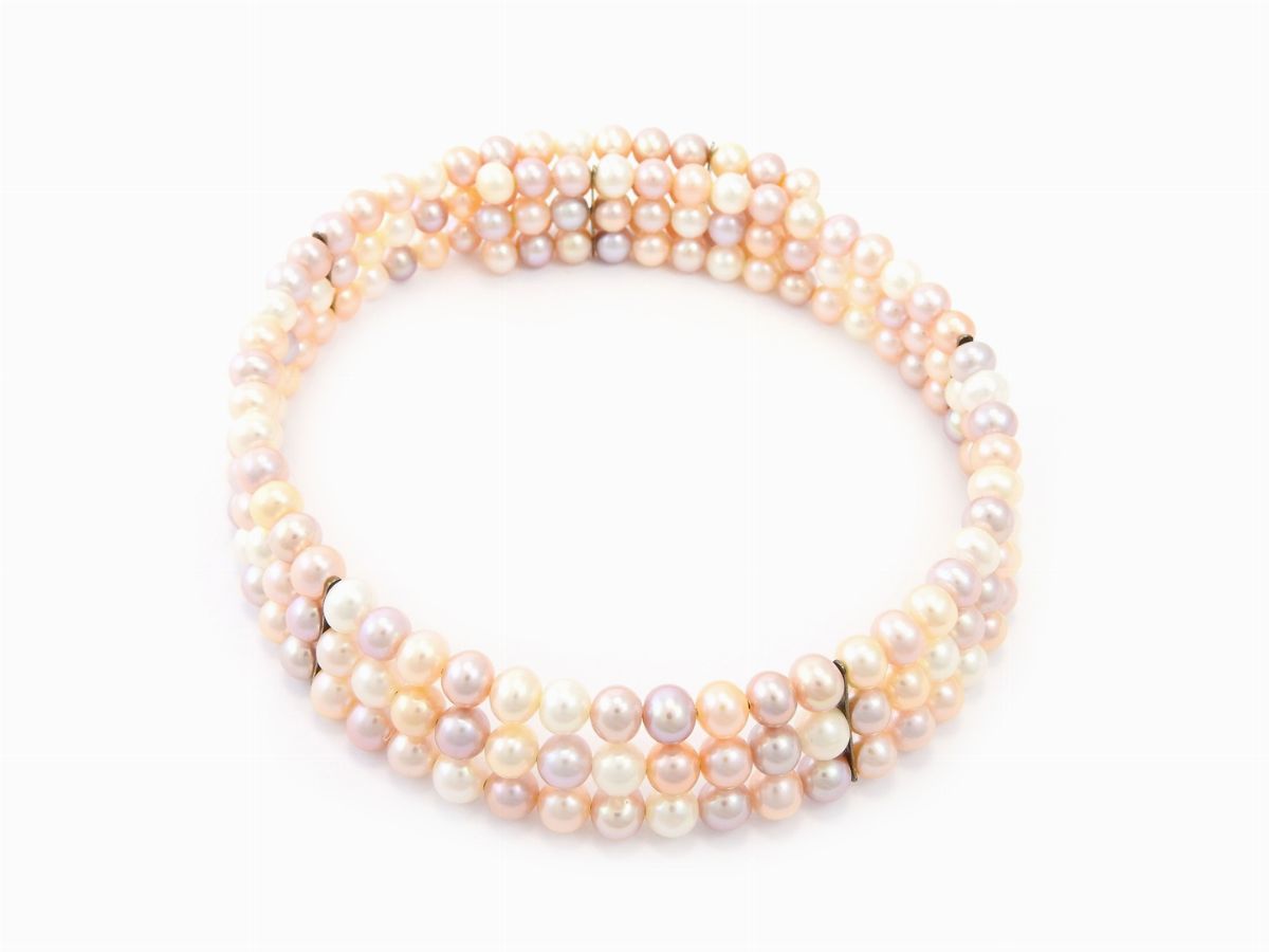 Demi Parure Girocollo e Bracciale Semirigidi in Perle Coltivate di Acqua Dolce