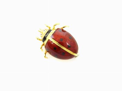 Spilla Animalier in Oro Giallo e Smalti Policromi