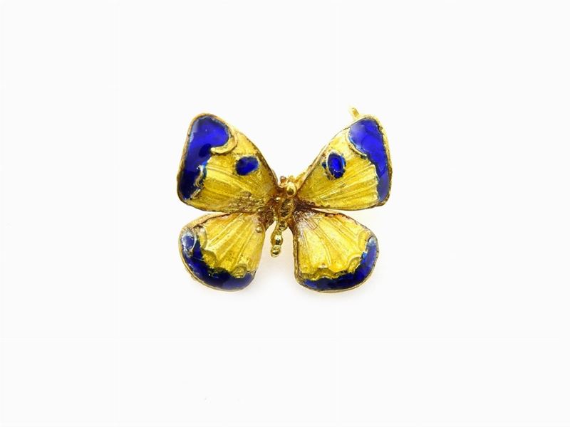 Spilla Animalier in Oro Giallo e Smalti Policromi