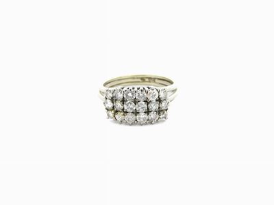 Anello a Piastra in Oro Bianco e Diamanti