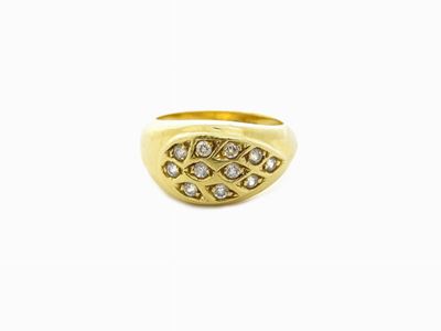 Anello in Oro Giallo e Pietre Incolori