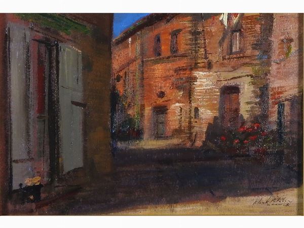 Silvestro Pistolesi : View of a Town 1974  - Auction The Riz Ortolani and Katyna Ranieri collection: Contemporary Art and Old Master Painting - I - I - Maison Bibelot - Casa d'Aste Firenze - Milano