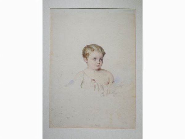 Gerolamo Induno : Ritratto di fanciullo  ((1827-1890))  - Asta Arte moderna e contemporanea - Maison Bibelot - Casa d'Aste Firenze - Milano