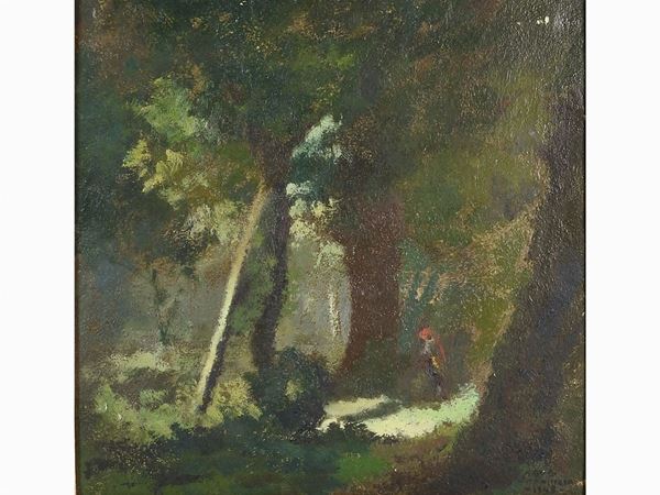 Seve Sospizio - Paesaggio boschivo con figura 1948