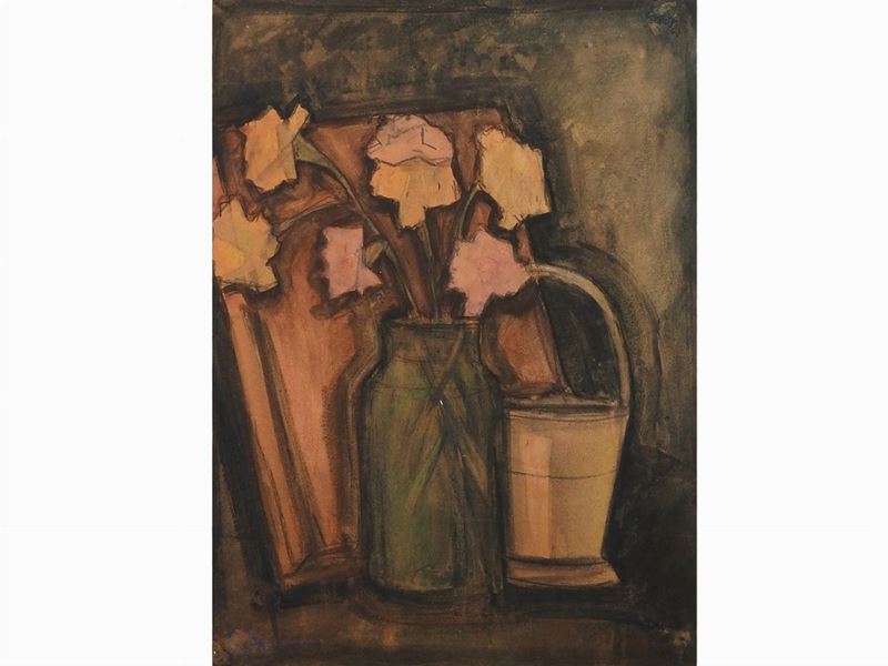 Guido Ferroni - Natura Morta con Vaso di Fiori