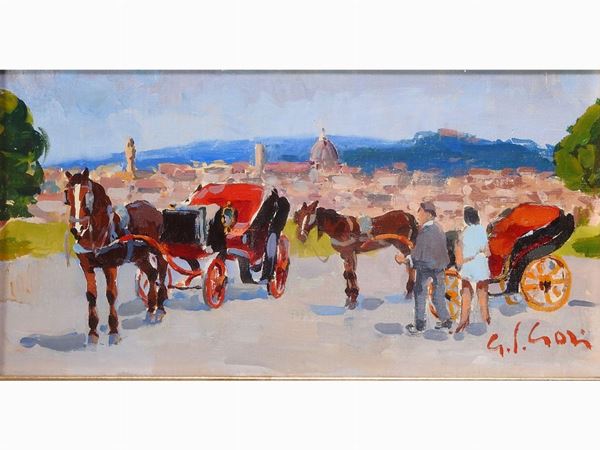 Gino Paolo Gori : Piazzale Michelangelo in Florence  ((1911-1991))  - Auction The Riz Ortolani and Katyna Ranieri collection: Contemporary Art and Old Master Painting - I - I - Maison Bibelot - Casa d'Aste Firenze - Milano