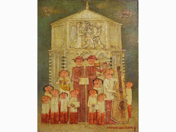 Adorno Bonciani : View of Baptistery with Choir  - Auction The Riz Ortolani and Katyna Ranieri collection: Contemporary Art and Old Master Painting - I - I - Maison Bibelot - Casa d'Aste Firenze - Milano