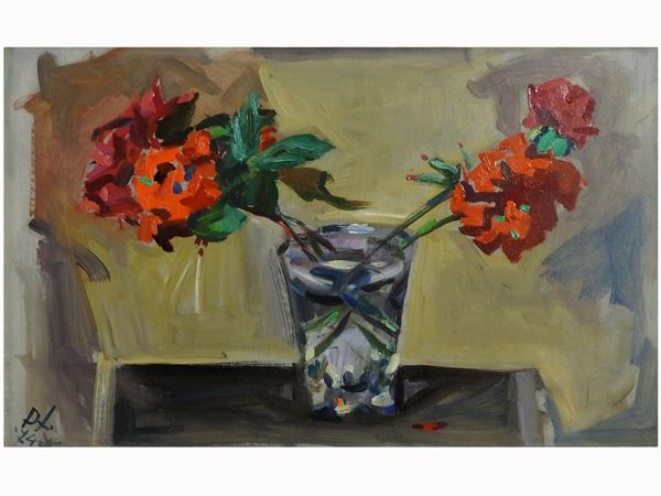 Dilvo Lotti : Flowers in a Vase 1974  ((1914-2009))  - Auction Arte moderna e contemporanea - Maison Bibelot - Casa d'Aste Firenze - Milano