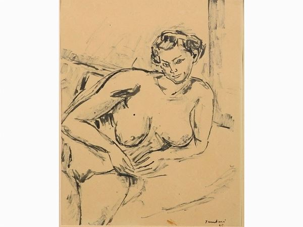 Orfeo Tamburi : Female Nude 1945  ((1910-1994))  - Auction The Riz Ortolani and Katyna Ranieri collection: Contemporary Art and Old Master Painting - I - I - Maison Bibelot - Casa d'Aste Firenze - Milano