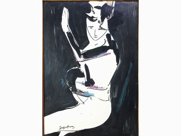 Luigi Spazzapan : Figure  ((1889-1958))  - Auction The Riz Ortolani and Katyna Ranieri collection: Contemporary Art and Old Master Painting - I - I - Maison Bibelot - Casa d'Aste Firenze - Milano