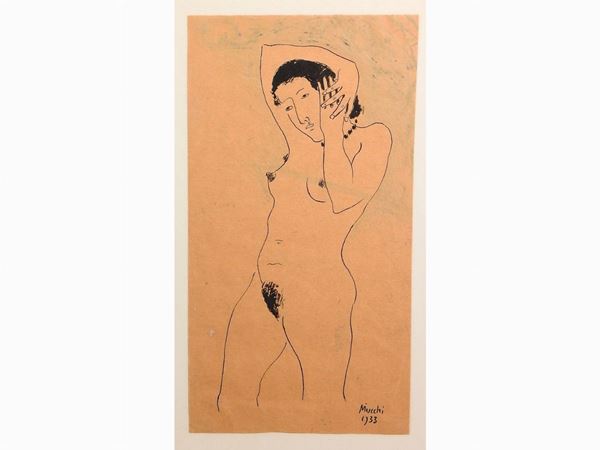 Gabriele Mucchi : Female Nude 1933  ((1899-2002))  - Auction The Riz Ortolani and Katyna Ranieri collection: Contemporary Art and Old Master Painting - I - I - Maison Bibelot - Casa d'Aste Firenze - Milano