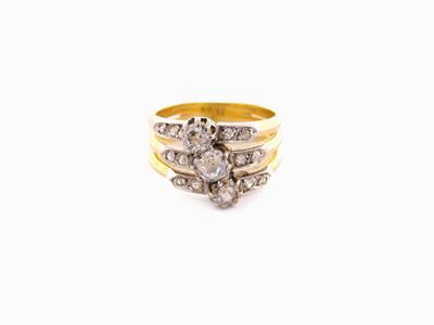 Anello in Oro Giallo e Bianco con Diamanti