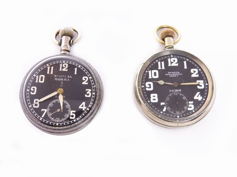 Tre Orologi Militari da Tasca in Acciaio