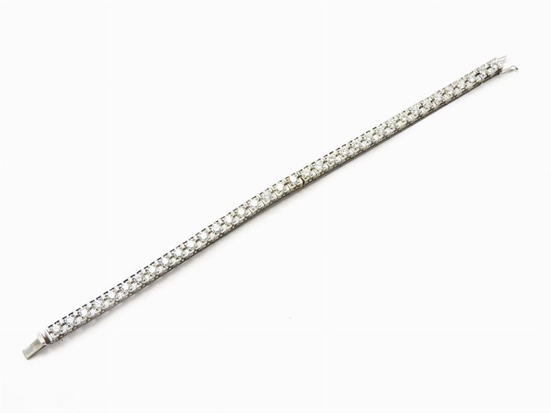 Bracciale Tennis in Oro Bianco e Diamanti