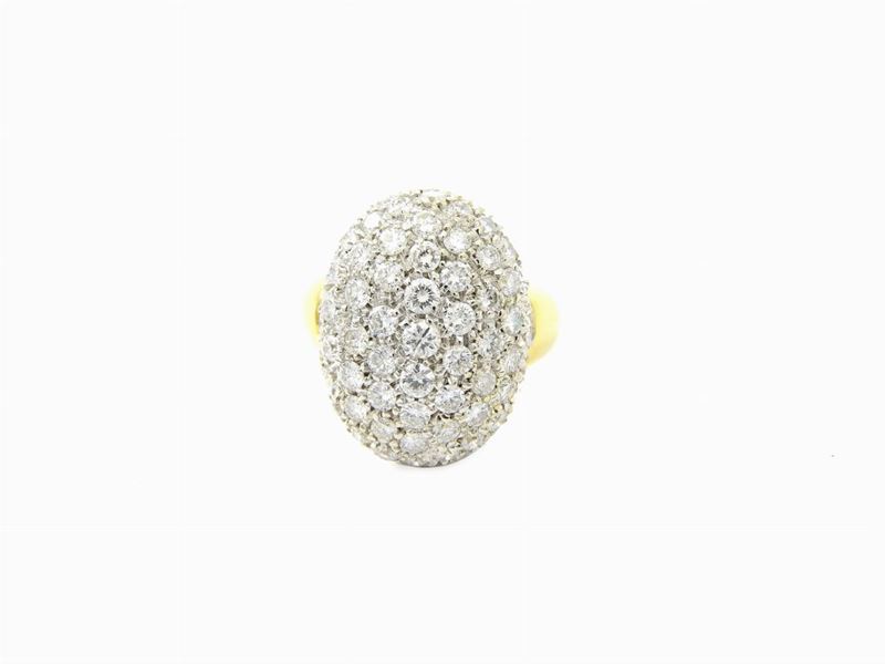 Anello in Oro Bianco e Giallo con Diamanti