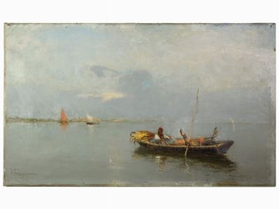 Laguna Veneziana con Barche e Pescatori