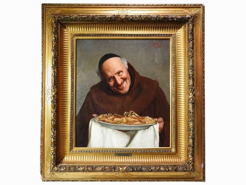 Claudio Rinaldi - Ritratto di Frate con Piatto di Trippa 1889