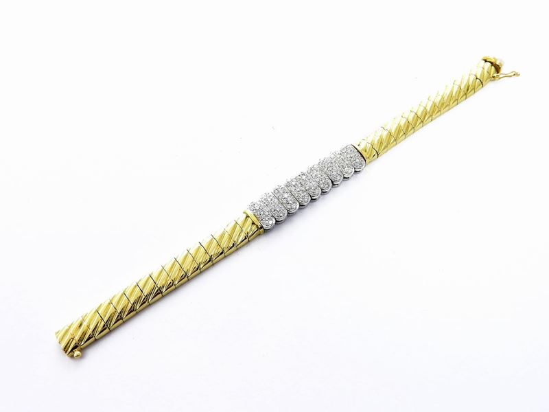 Bracciale in Oro Giallo e Bianco con Diamanti