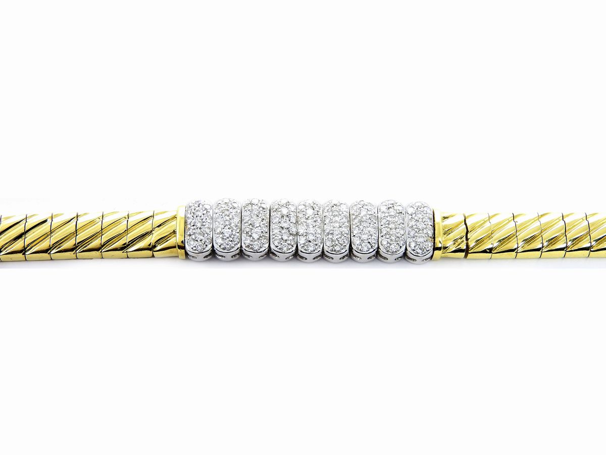 Bracciale in Oro Giallo e Bianco con Diamanti
