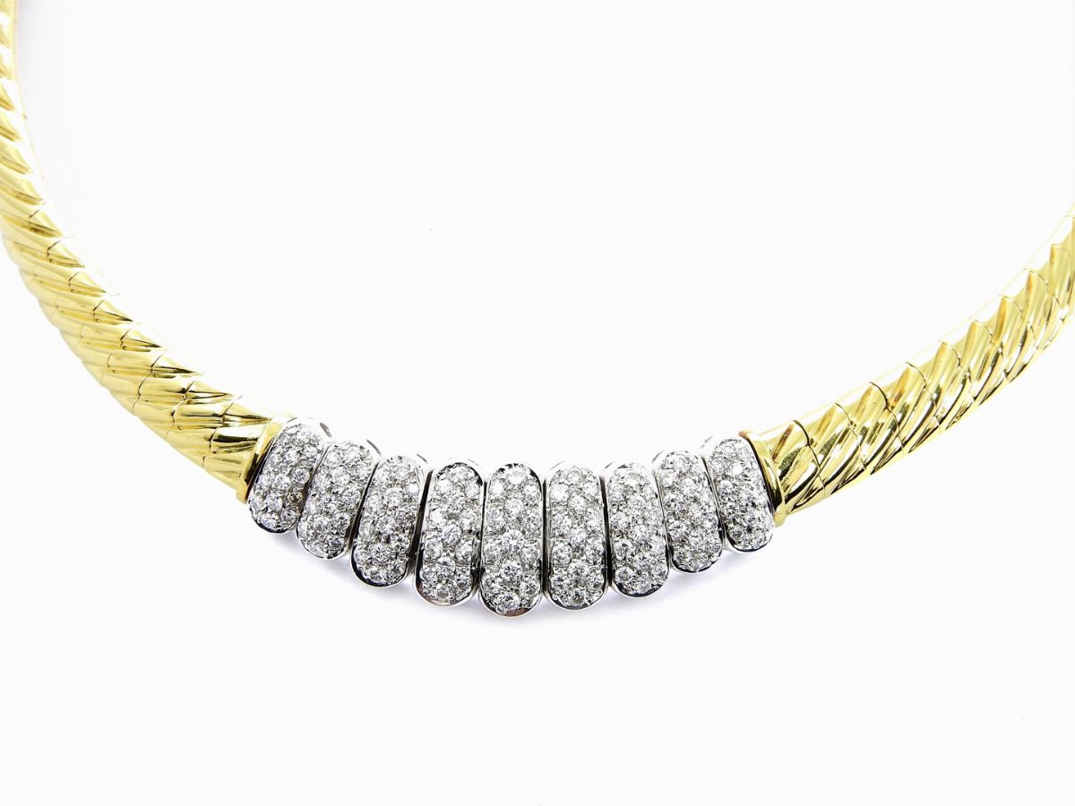 Bracciale in Oro Giallo e Bianco con Diamanti