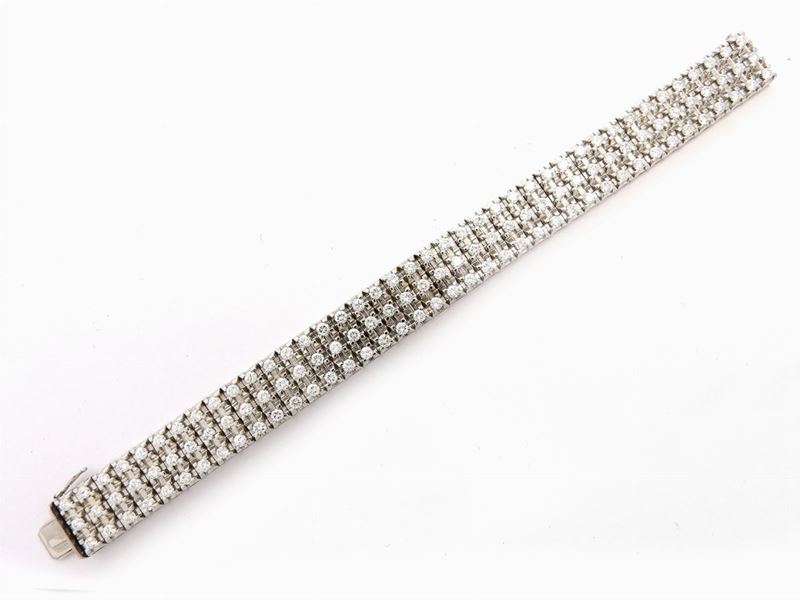 Bracciale Tennis in Oro Bianco e Diamanti