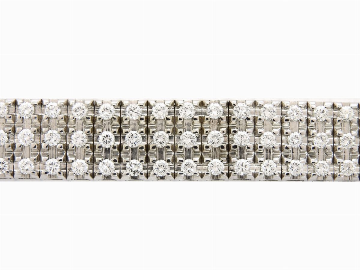 Bracciale Tennis in Oro Bianco e Diamanti