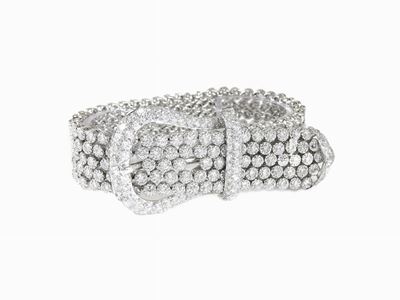 Bracciale a Maglia Morbida in Oro Bianco e Diamanti