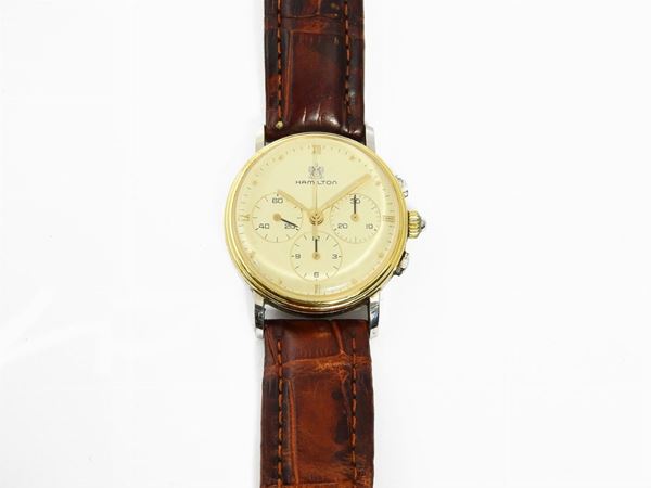 Gold-plated stainless steel Hamilton gentlemen wrist chronograph