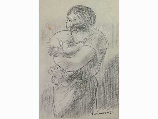 Nino Tirinnanzi : Madre con bambino  ((1923-2002))  - Asta Arte moderna e contemporanea - Maison Bibelot - Casa d'Aste Firenze - Milano
