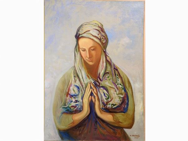 Renzo Crivelli : Praying Woman 1971  ((1911-1997))  - Auction Arte moderna e contemporanea - Maison Bibelot - Casa d'Aste Firenze - Milano