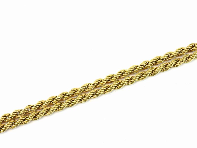 Lunga Catena Maglia a Corda Ritorta in Oro Giallo