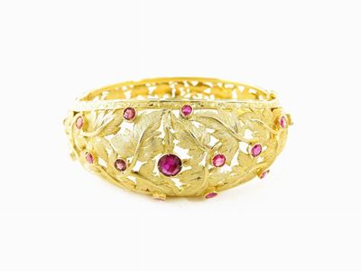 Bracciale Rigido in Oro Giallo con Rubini