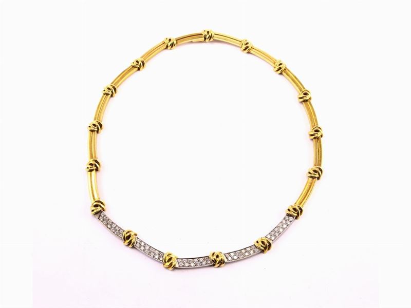 Collier Tiffany in Oro Bianco e Giallo con Diamanti