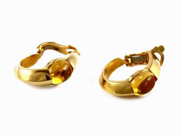 Yellow gold Chaumet earrings with citrine quartzes