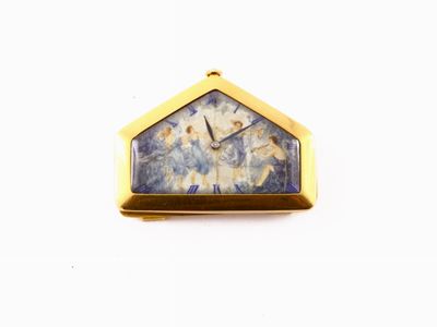 Raffinato Orologio da Tavolo in Oro Giallo con Miniatura
