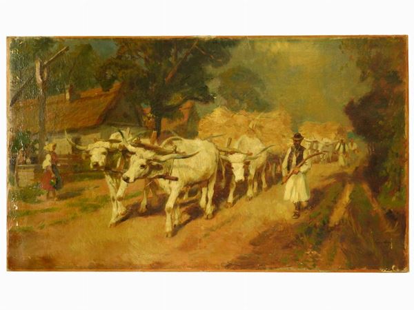 Karoly Cserna : Herder with Herds  ((1867-1944))  - Auction The Riz Ortolani and Katyna Ranieri collection: Contemporary Art and Old Master Painting - I - I - Maison Bibelot - Casa d'Aste Firenze - Milano