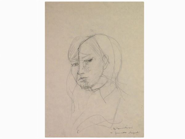 Ugo Capocchini : Studio per ritratto femminile  ((1901-1980))  - Asta Arte moderna e contemporanea - Maison Bibelot - Casa d'Aste Firenze - Milano