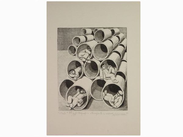 Alberico Morena : I tubi 1981  ((1926-2014))  - Auction Arte moderna e contemporanea - Maison Bibelot - Casa d'Aste Firenze - Milano