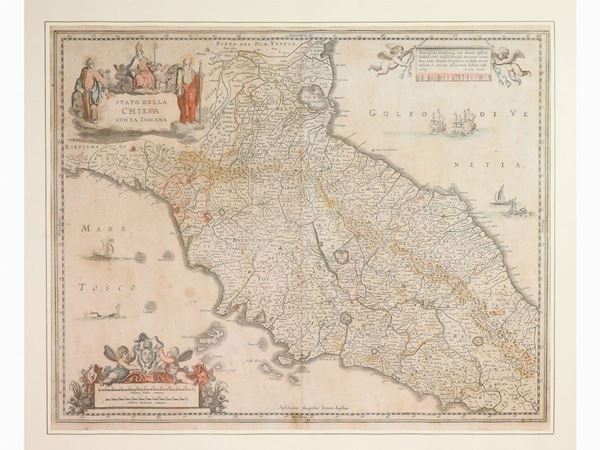 Jan Janssonius : The Papal States and Toscana  ((1588-1664))  - Auction The Riz Ortolani and Katyna Ranieri collection: Contemporary Art and Old Master Painting - I - I - Maison Bibelot - Casa d'Aste Firenze - Milano