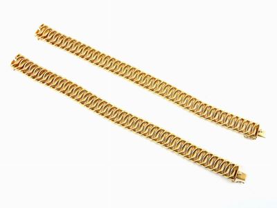 Coppia di Bracciali in Oro Giallo a Maglie Ovali Incrociate