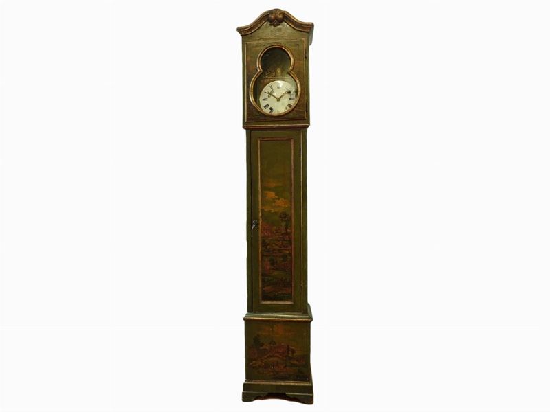 Orologio a Torre in Legno Dipinto e Decorato Ad Arte Povera