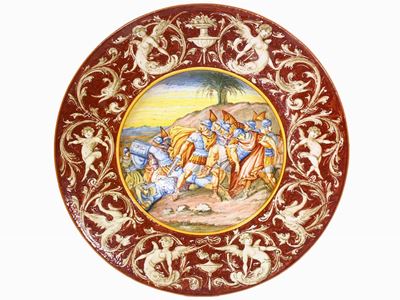 Grande Piatto da Parata in Terracotta Smaltata