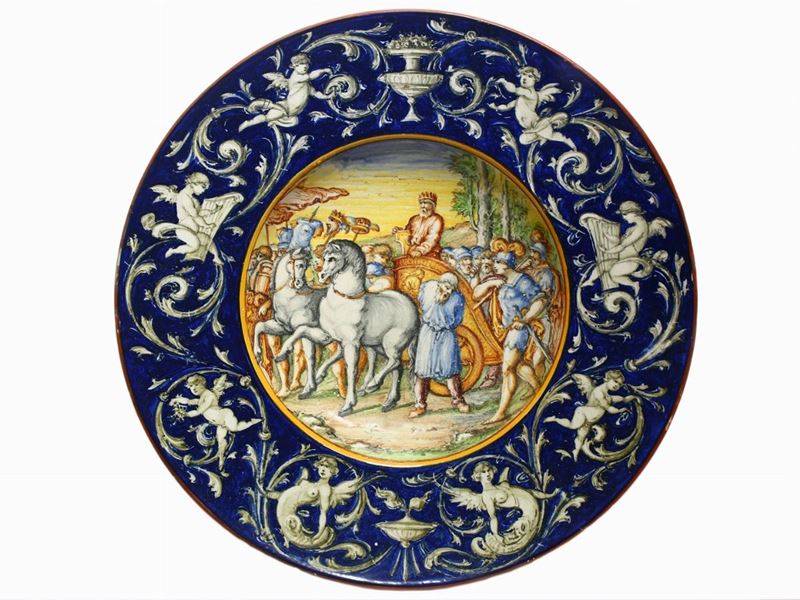 Grande Piatto da Parata in Terracotta Smaltata