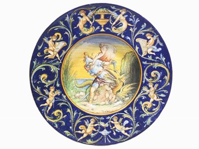 Grande Piatto da Parata in Terracotta Smaltata
